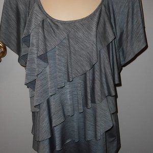 New Gray Ruffle Front Top by Elementz